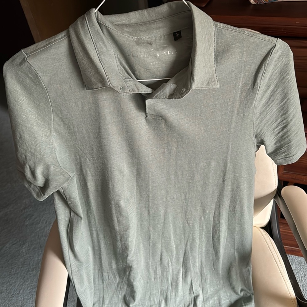 American Tall Sage Green shelf collar polo shirt
